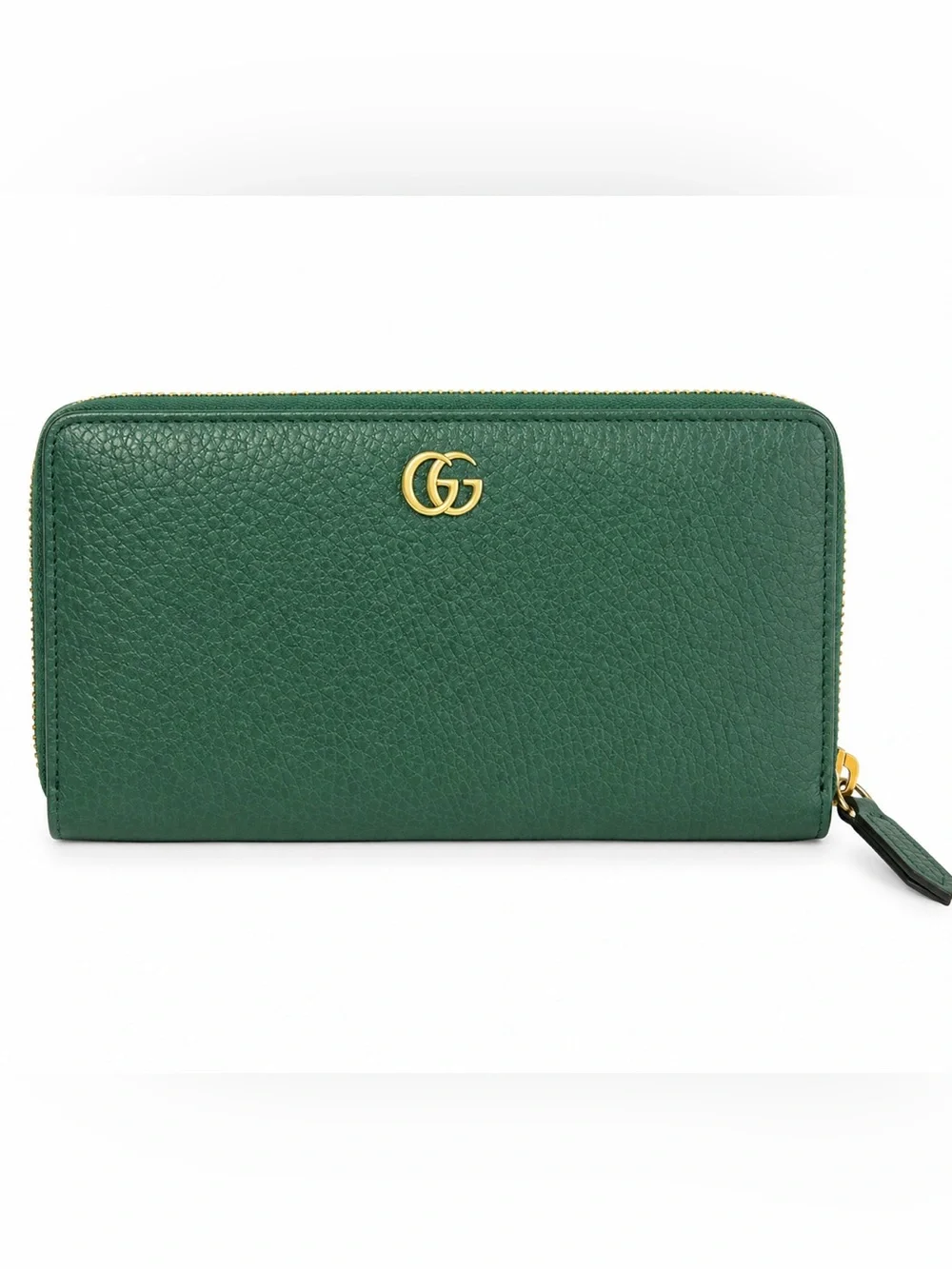 Gucci Green GG Marmont zip around wallet
